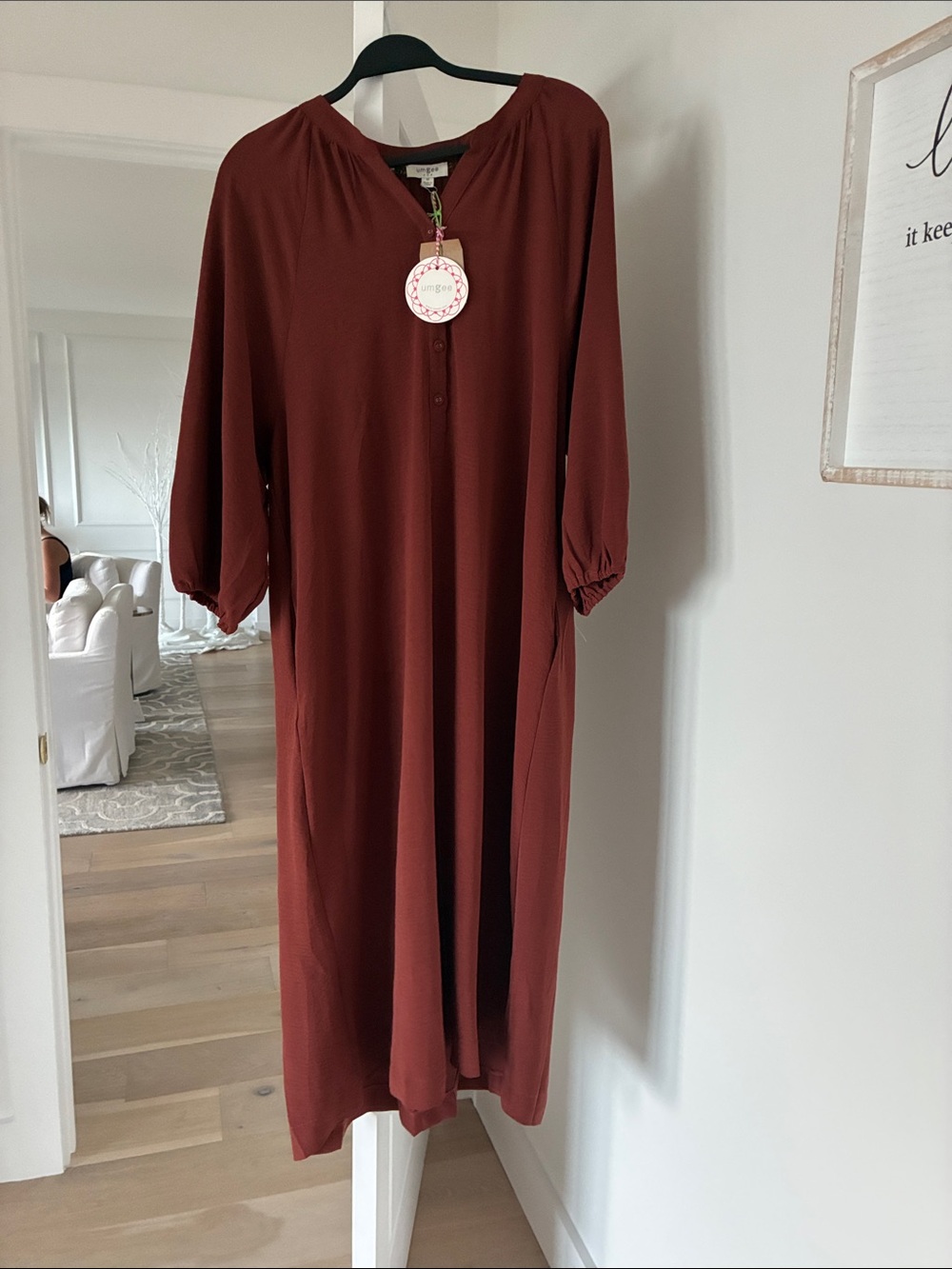 Umgee Burnt Orange Button-Front Maxi Dress